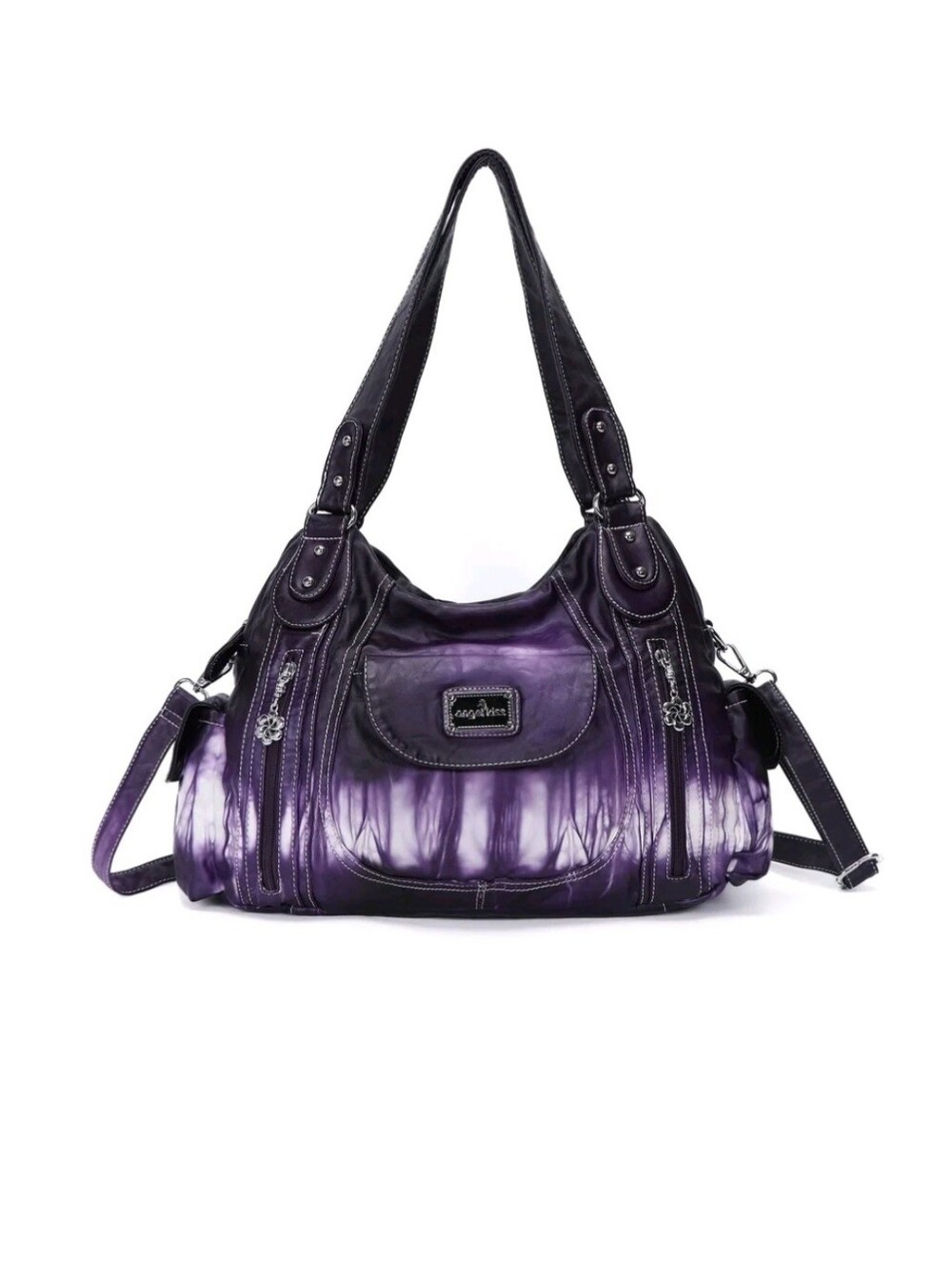 Angel Kiss Large Purple Purse Shoulder Bag Hobo Tote Purse Mutipocket